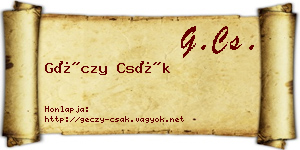 Géczy Csák névjegykártya